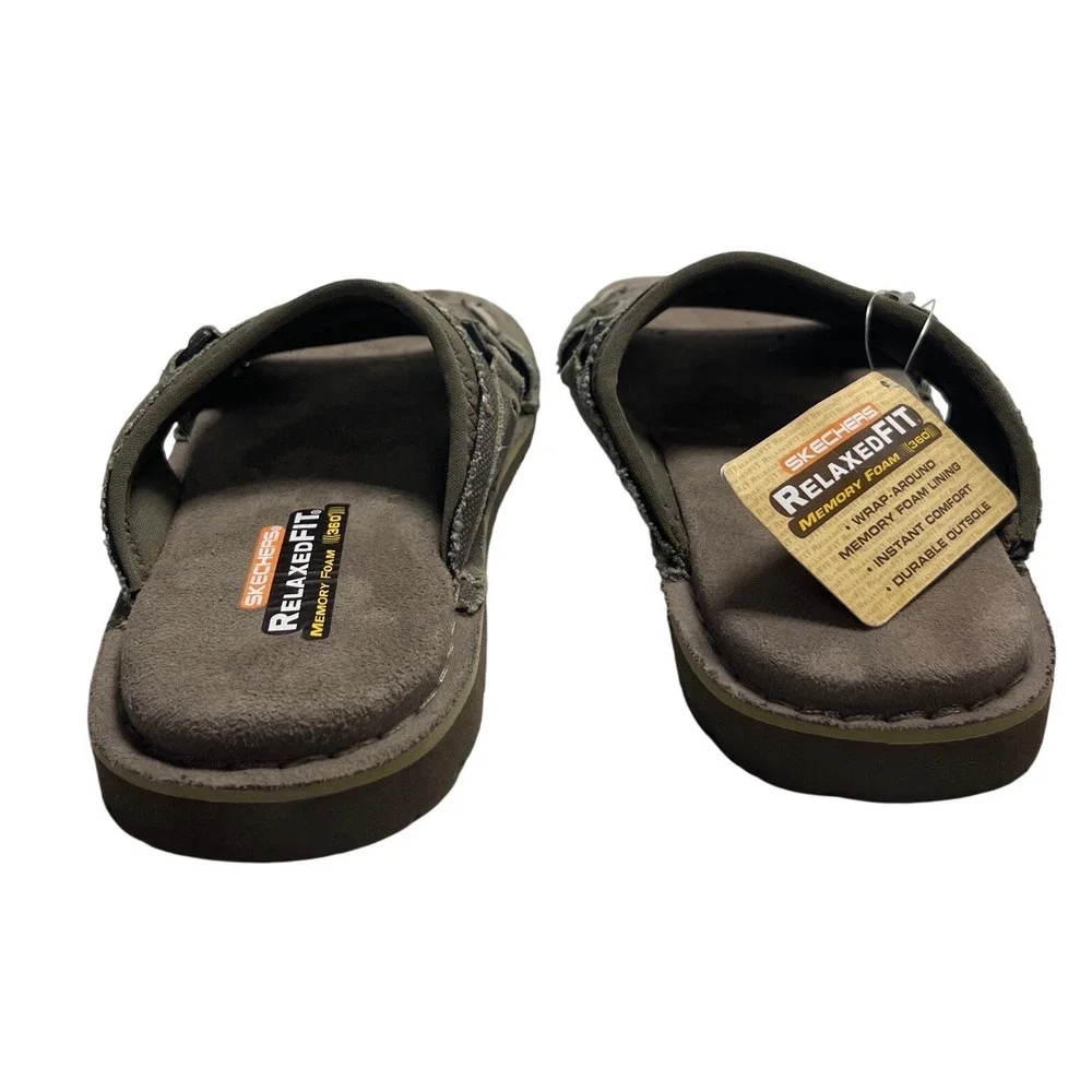 Skechers‎ Relaxed Fit 360 Memory Foam Slide Sandals Mens 13 Stone Leather 64148
